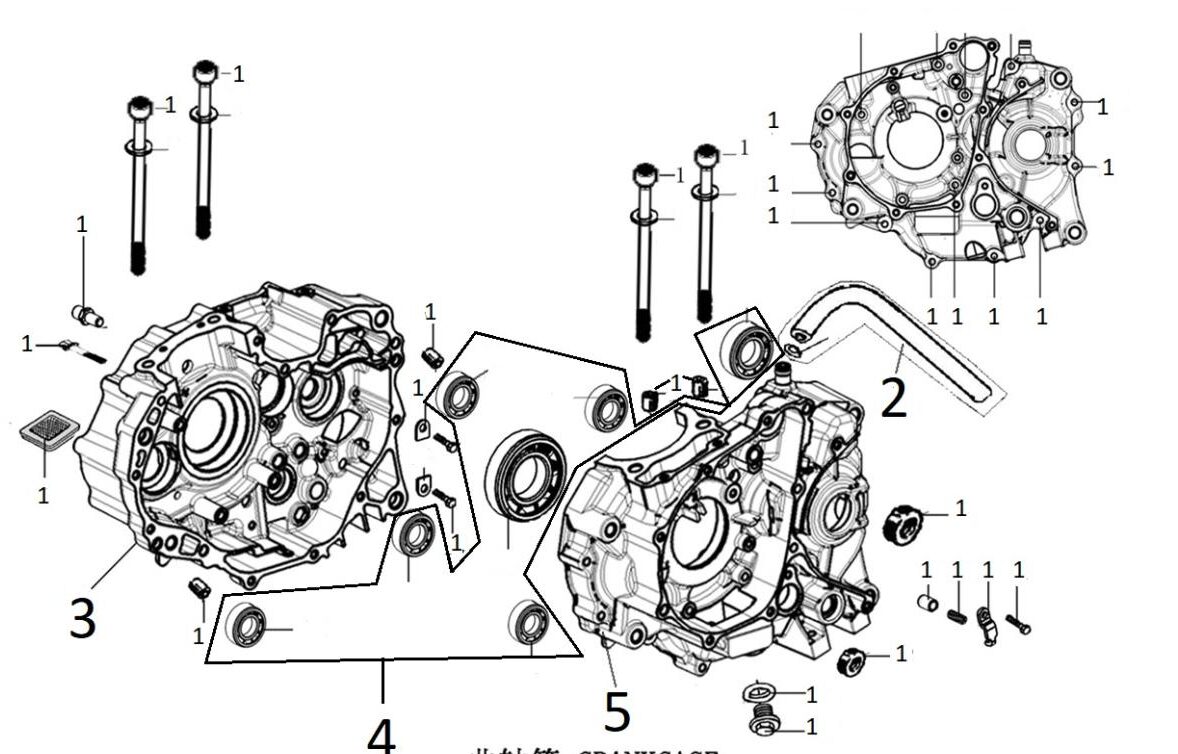 NC-N01 RIGHT CRANKCASE KIT - No. 1 ON DIAGRAM