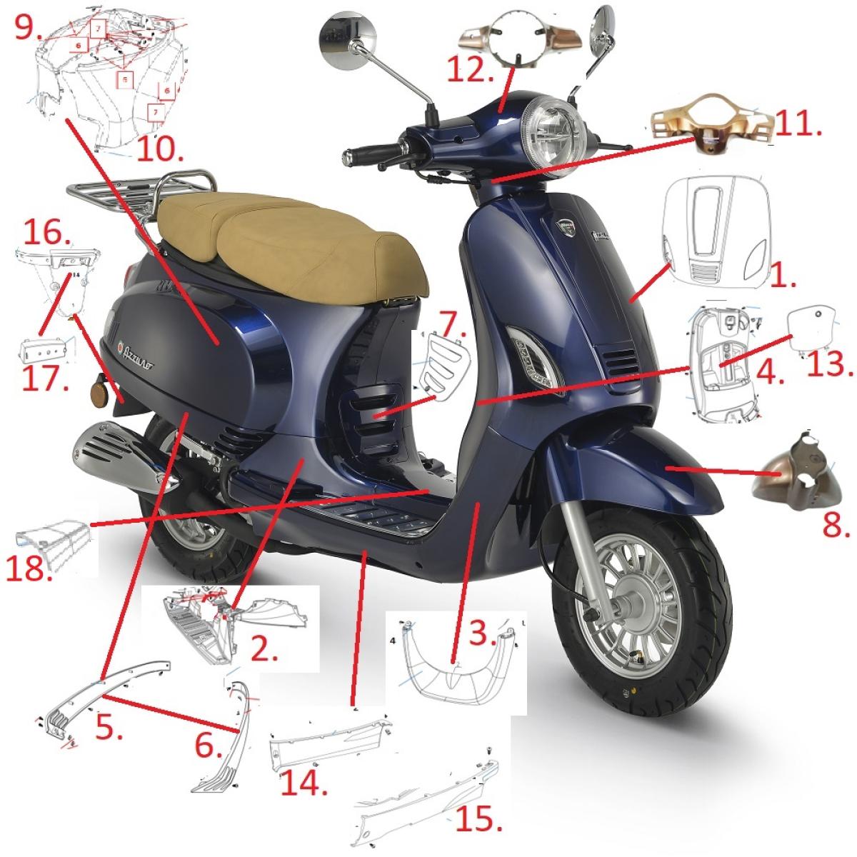 AZZURO GP 125 HANDLEBAR COVER REAR SECTION - EURO 5 BIKES - Image 3