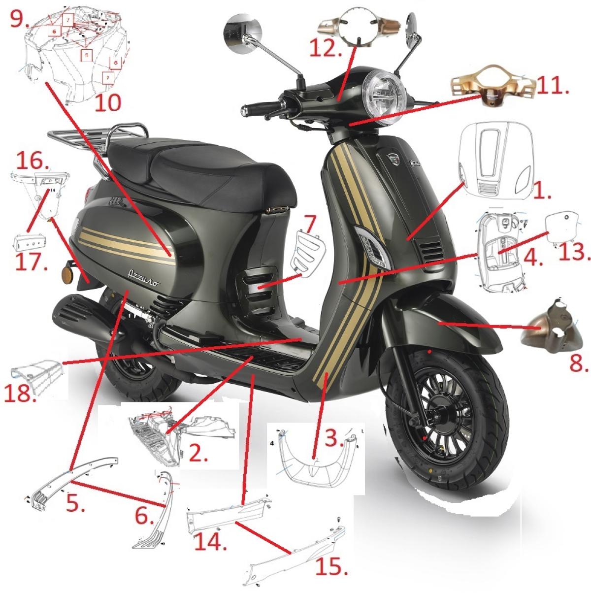 AZZURO GP 125 HANDLEBAR COVER REAR SECTION - EURO 5 BIKES - Image 2