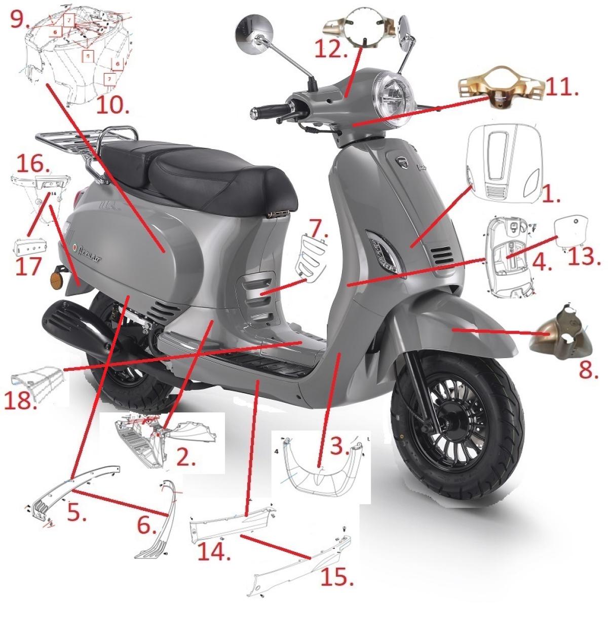 AZZURO GP 125 HANDLEBAR COVER REAR SECTION - EURO 5 BIKES - Image 5