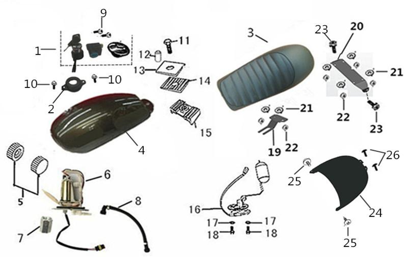 Bluroc Spirit 125 Fuel Tank Seat Lock Assy