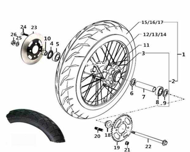 Bluroc Spirit 125 Rear Wheel