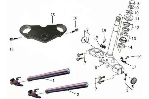 Bluroc Spirit 125 Front Cushion Steering Head Steering Stem