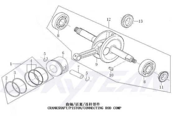 Bluroc Heritage 125 Crankshaft Connecting Rod Piston