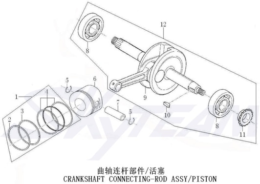 Bluroc Heritage 50 Crankshaft Connecting Rod Piston