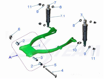 Bluroc Heritage 50 Rear Swing Arm & Rear Shock Absorber